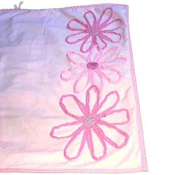 LAND OF NOD Pocket of Posies Pink Embroidered Cotton Pillow Sham Standard - Picture 2 of 6